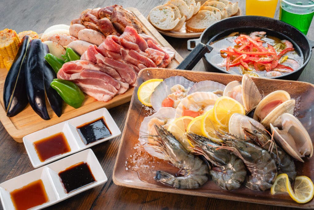 【日帰りBBQ】お肉と海鮮＋アヒージョ付きBBQコース