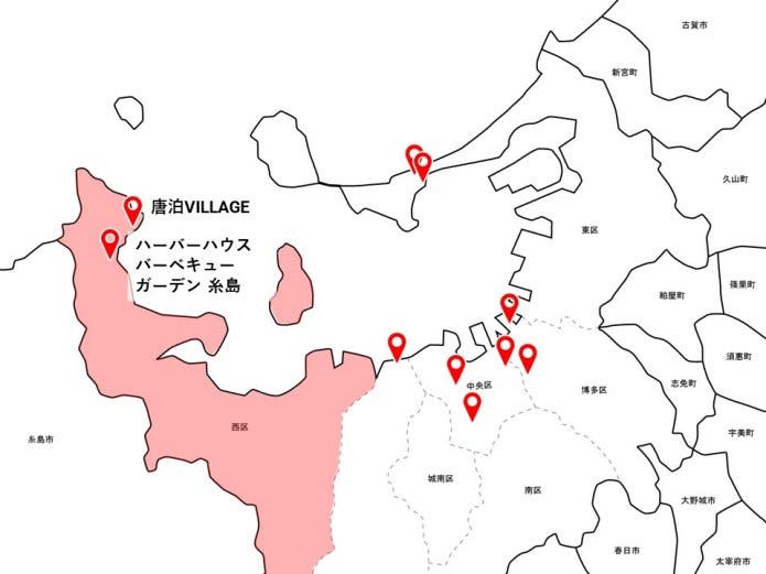 福岡市西区のBBQ地図